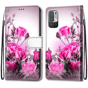 For Xiaomi Redmi Note 10 5G Coloured Drawing Cross Texture Horizontal Flip PU Leather Case with Holder & Card Slots & Wallet & Lanyard(Wild Rose)