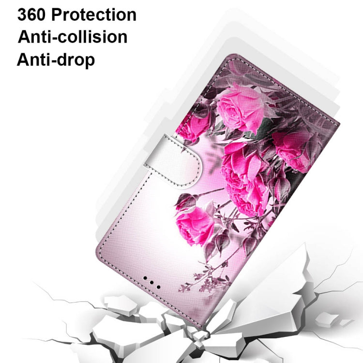 For Xiaomi Redmi Note 10 5G Coloured Drawing Cross Texture Horizontal Flip PU Leather Case with Holder & Card Slots & Wallet & Lanyard(Wild Rose)