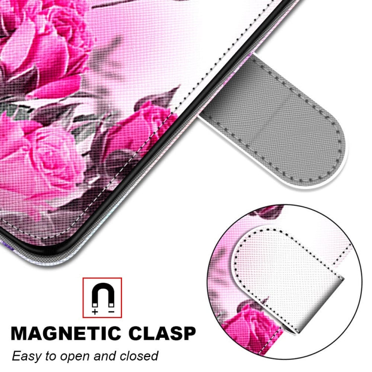 For Xiaomi Redmi Note 10 5G Coloured Drawing Cross Texture Horizontal Flip PU Leather Case with Holder & Card Slots & Wallet & Lanyard(Wild Rose)