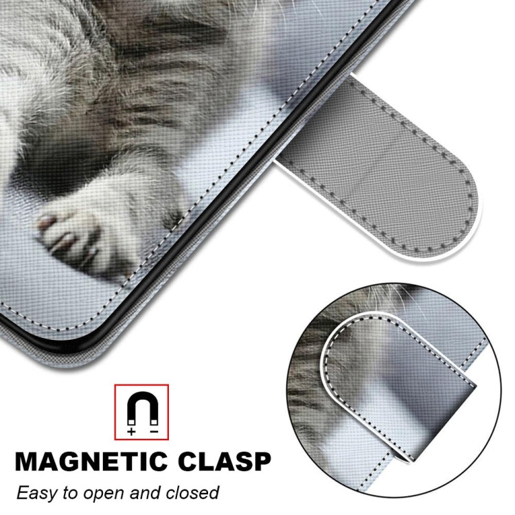 For Xiaomi Redmi Note 10 5G Coloured Drawing Cross Texture Horizontal Flip PU Leather Case with Holder & Card Slots & Wallet & Lanyard(Small Gray Cat)