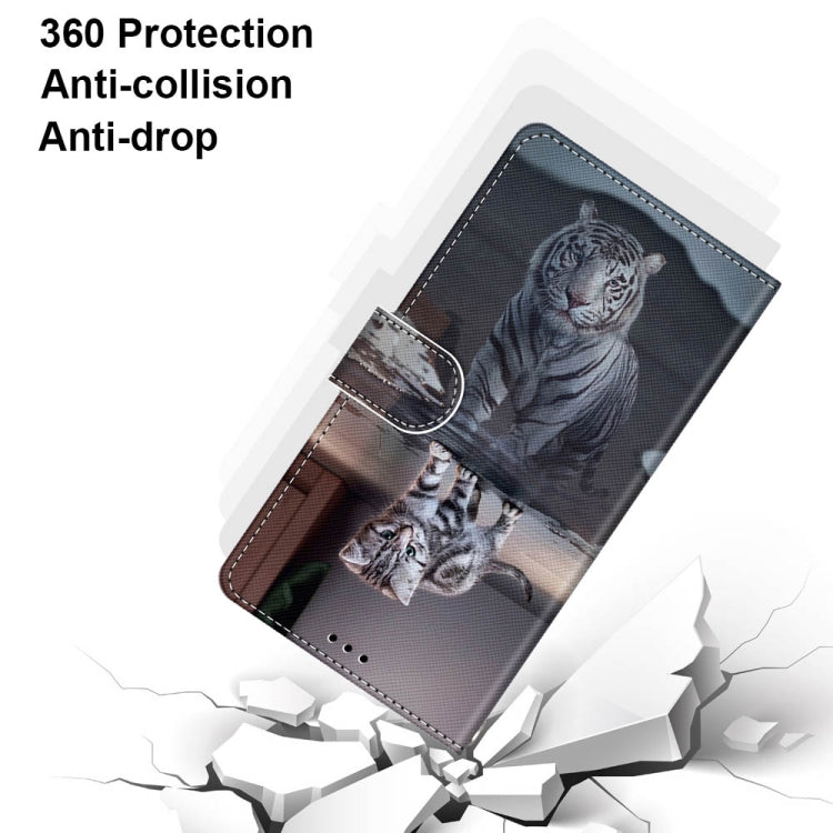 For Xiaomi Redmi Note 10 5G Coloured Drawing Cross Texture Horizontal Flip PU Leather Case with Holder & Card Slots & Wallet & Lanyard(Cat Becomes Tiger)