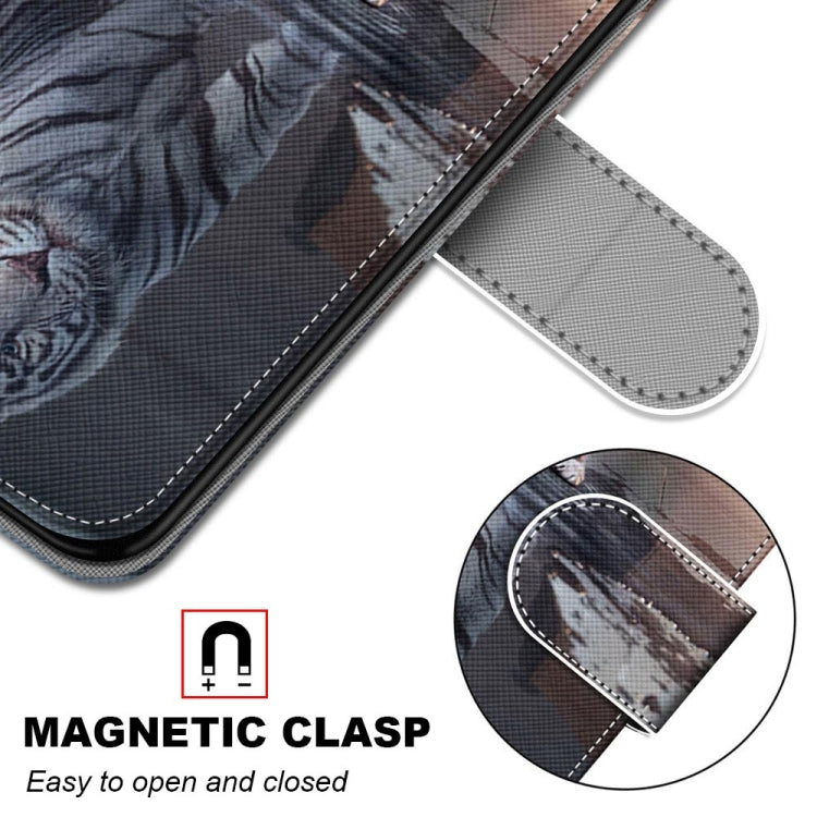For Xiaomi Redmi Note 10 5G Coloured Drawing Cross Texture Horizontal Flip PU Leather Case with Holder & Card Slots & Wallet & Lanyard(Cat Becomes Tiger)