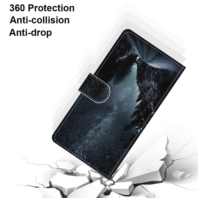 For Xiaomi Redmi Note 10 5G Coloured Drawing Cross Texture Horizontal Flip PU Leather Case with Holder & Card Slots & Wallet & Lanyard(Mountain Road Starry Sky)
