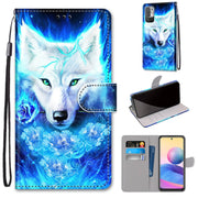 For Xiaomi Redmi Note 10 5G Coloured Drawing Cross Texture Horizontal Flip PU Leather Case with Holder & Card Slots & Wallet & Lanyard(Dick Rose Wolf)