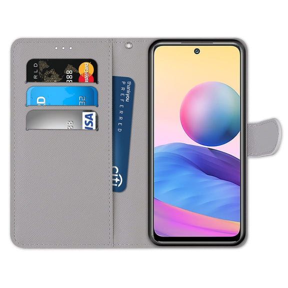 For Xiaomi Redmi Note 10 5G Coloured Drawing Cross Texture Horizontal Flip PU Leather Case with Holder & Card Slots & Wallet & Lanyard(Dick Rose Wolf)
