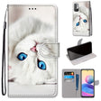 For Xiaomi Redmi Note 10 5G Coloured Drawing Cross Texture Horizontal Flip PU Leather Case with Holder & Card Slots & Wallet & Lanyard(White Kitten) - free shipping - PMC TechLife - Order now!