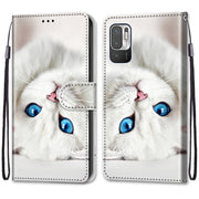 For Xiaomi Redmi Note 10 5G Coloured Drawing Cross Texture Horizontal Flip PU Leather Case with Holder & Card Slots & Wallet & Lanyard(White Kitten)