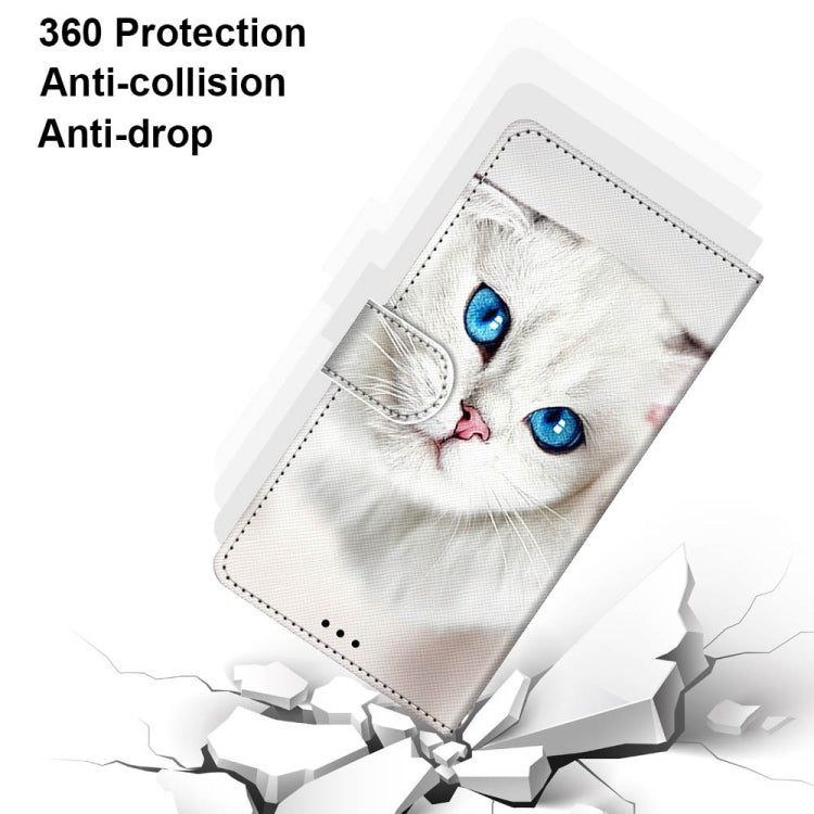 For Xiaomi Redmi Note 10 5G Coloured Drawing Cross Texture Horizontal Flip PU Leather Case with Holder & Card Slots & Wallet & Lanyard(White Kitten)
