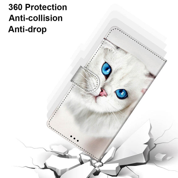 For Xiaomi Redmi Note 10 5G Coloured Drawing Cross Texture Horizontal Flip PU Leather Case with Holder & Card Slots & Wallet & Lanyard(White Kitten)