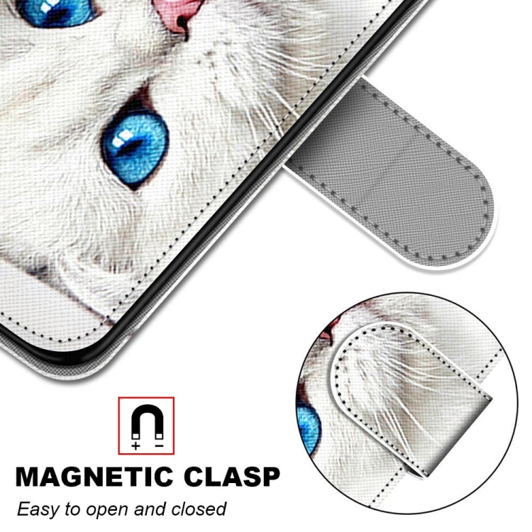 For Xiaomi Redmi Note 10 5G Coloured Drawing Cross Texture Horizontal Flip PU Leather Case with Holder & Card Slots & Wallet & Lanyard(White Kitten)