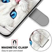 For Xiaomi Redmi Note 10 5G Coloured Drawing Cross Texture Horizontal Flip PU Leather Case with Holder & Card Slots & Wallet & Lanyard(White Kitten)
