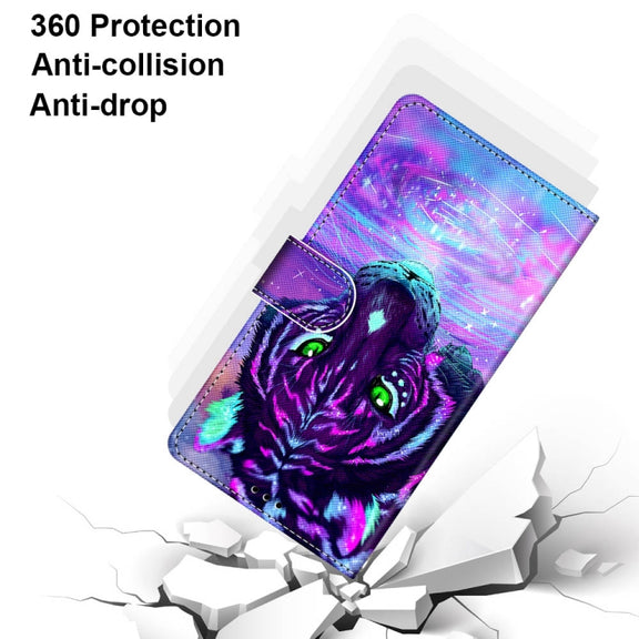 For Xiaomi Redmi Note 10 5G Coloured Drawing Cross Texture Horizontal Flip PU Leather Case with Holder & Card Slots & Wallet & Lanyard(Tiger Drinking Water)