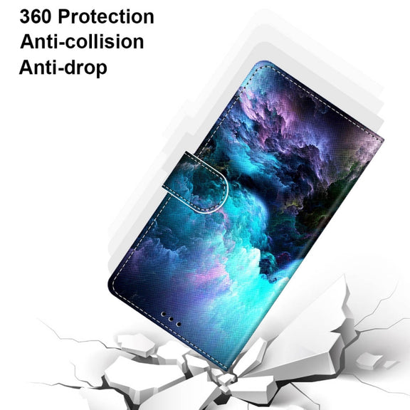 For Xiaomi Redmi Note 10 5G Coloured Drawing Cross Texture Horizontal Flip PU Leather Case with Holder & Card Slots & Wallet & Lanyard(Colorful Clouds)