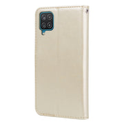 For Samsung Galaxy A12 Rose Embossed Horizontal Flip PU Leather Case with Holder & Card Slots & Wallet(Gold)