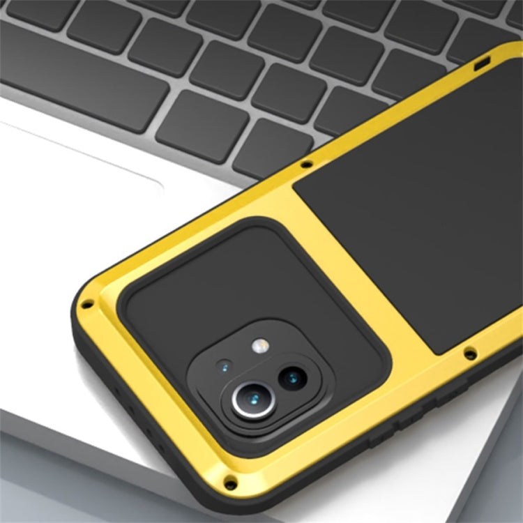 For Xiaomi Mi 11 LOVE MEI Metal Shockproof Water-resistant Dustproof Protective Case without Glass(Yellow)