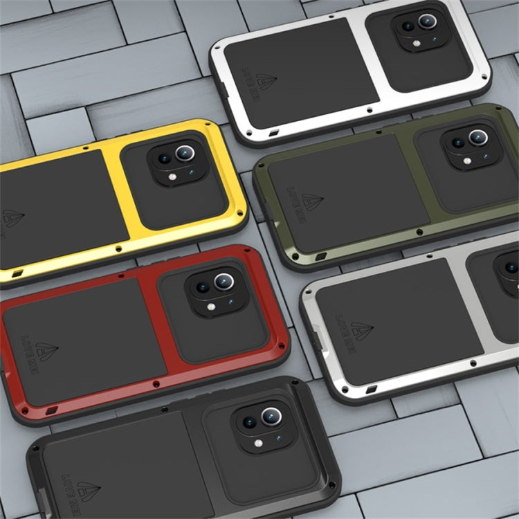 For Xiaomi Mi 11 LOVE MEI Metal Shockproof Water-resistant Dustproof Protective Case without Glass(Yellow)