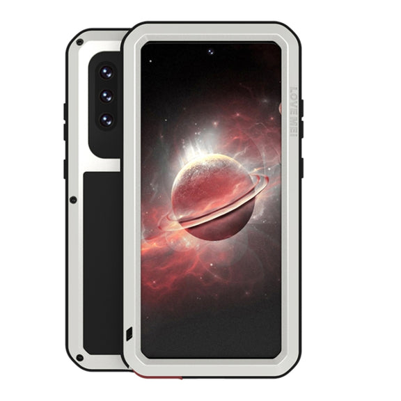 For Samsung Galaxy A72 5G / 4G LOVE MEI Metal Shockproof Water-resistant Dustproof Protective Case with Glass(Silver)
