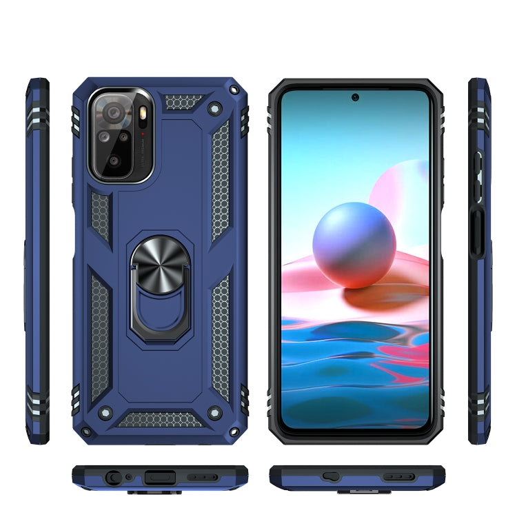 For Xiaomi Redmi Note 10 / Note 10s Shockproof TPU + PC Protective Case with 360 Degree Rotating Holder(Blue)