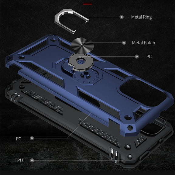 For Xiaomi Redmi Note 10 / Note 10s Shockproof TPU + PC Protective Case with 360 Degree Rotating Holder(Blue)