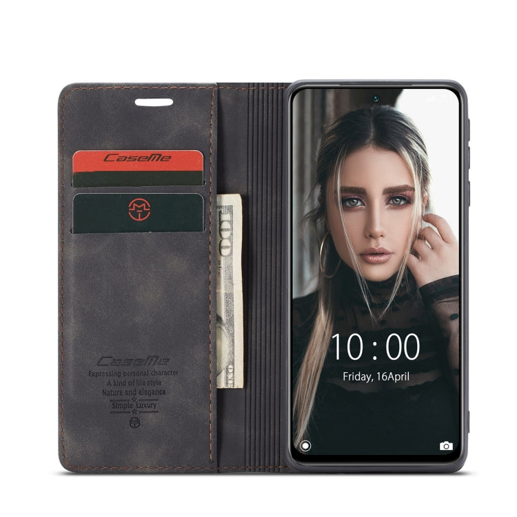 For Xiaomi Redmi Note 10 4G / Note 10s CaseMe 013 Multifunctional Horizontal Flip Leather Case with Holder & Card Slot & Wallet(Black)