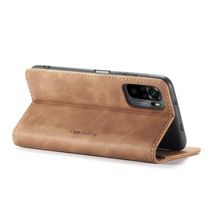 For Xiaomi Redmi Note 10 4G / Note 10s CaseMe 013 Multifunctional Horizontal Flip Leather Case with Holder & Card Slot & Wallet(Brown)