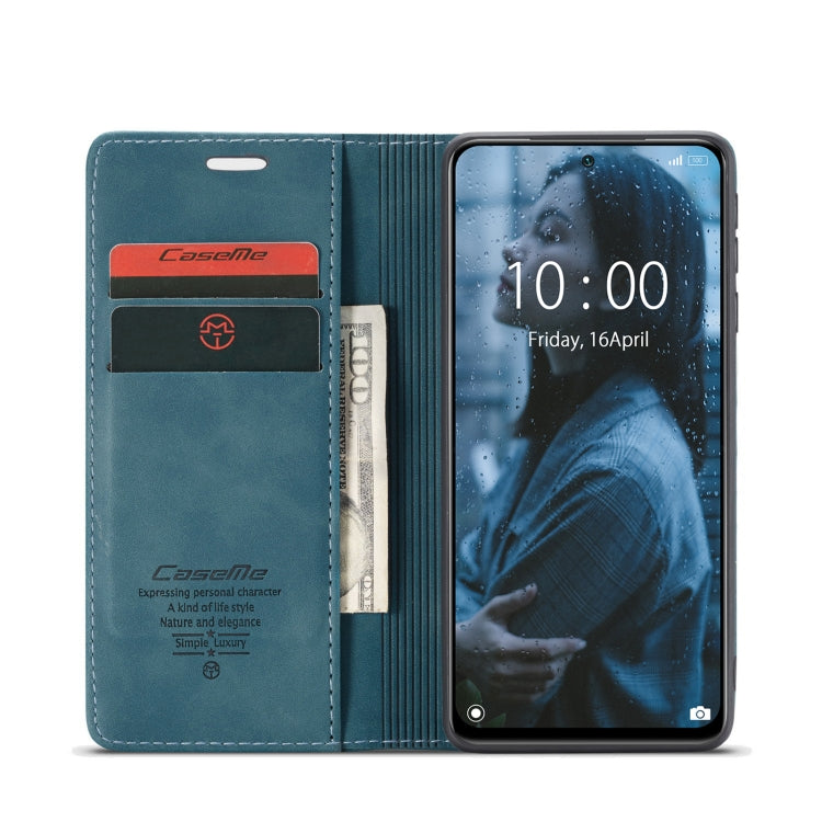 For Xiaomi Redmi Note 10 4G / Note 10s CaseMe 013 Multifunctional Horizontal Flip Leather Case with Holder & Card Slot & Wallet(Blue)