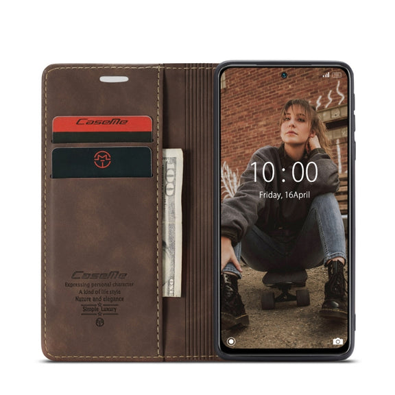 For Xiaomi Redmi Note 10 4G / Note 10s CaseMe 013 Multifunctional Horizontal Flip Leather Case with Holder & Card Slot & Wallet(Coffee)