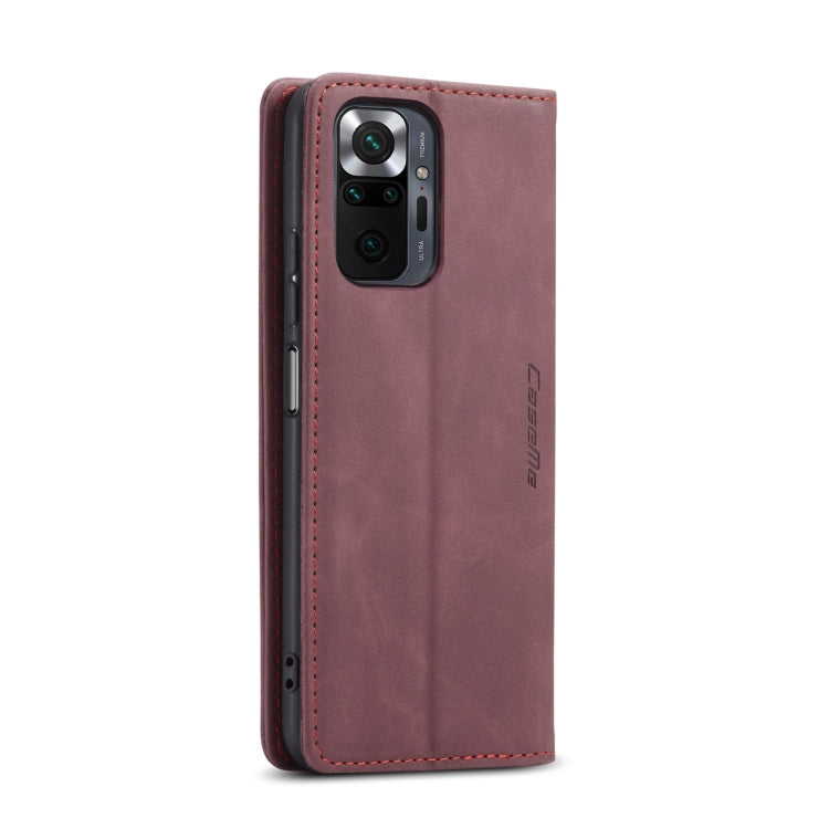 For Xiaomi Redmi Note 10 Pro 4G / Note 10 Pro Max CaseMe 013 Multifunctional Horizontal Flip Leather Case with Holder & Card Slot & Wallet(Wine Red)