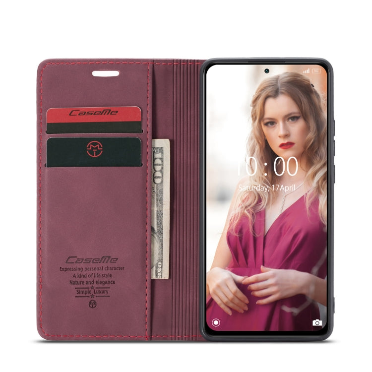 For Xiaomi Redmi Note 10 Pro 4G / Note 10 Pro Max CaseMe 013 Multifunctional Horizontal Flip Leather Case with Holder & Card Slot & Wallet(Wine Red)