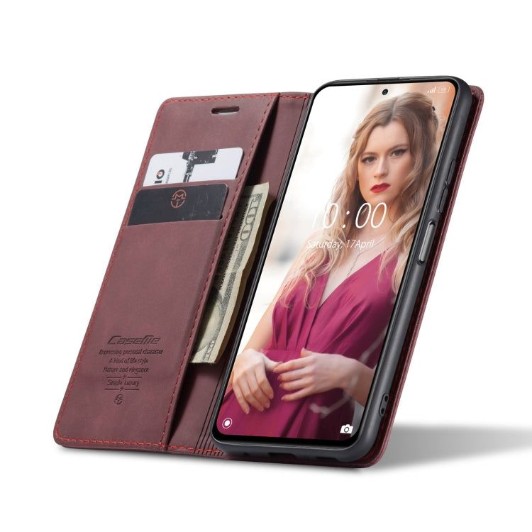 For Xiaomi Redmi Note 10 Pro 4G / Note 10 Pro Max CaseMe 013 Multifunctional Horizontal Flip Leather Case with Holder & Card Slot & Wallet(Wine Red)