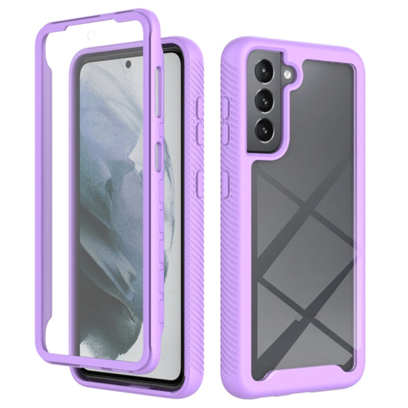 For Samsung Galaxy S21 5G Starry Sky Full Body Hybrid Shockproof Phone Case(Light Purple)