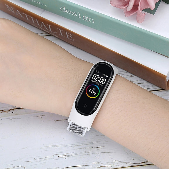 For Xiaomi Mi Band 6 Nylon Weave Watch Bands(Powder Sand)