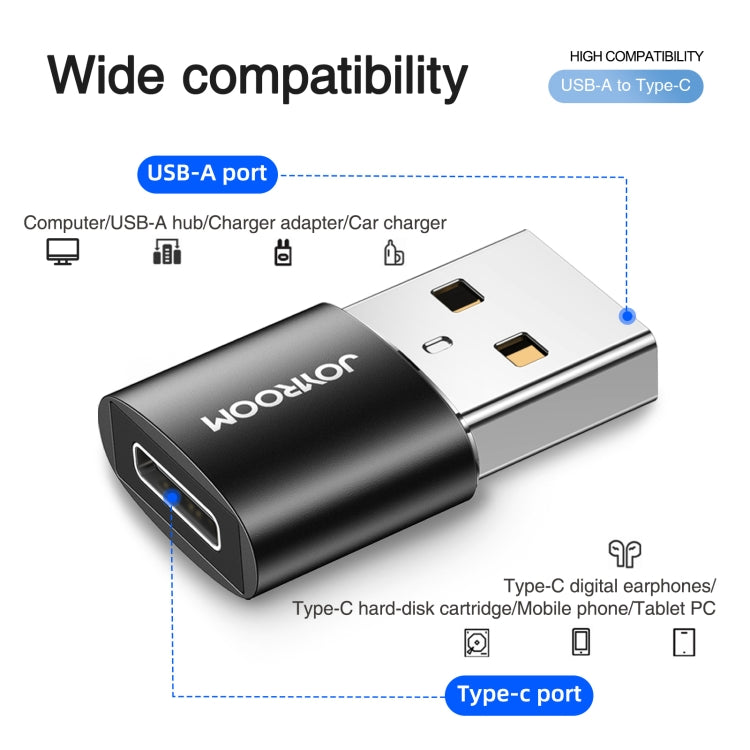 JOYROOM S-H152 3A USB Male to USB-C / Type-C Female OTG Adapter(Black)