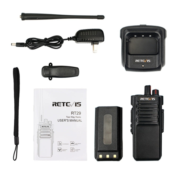 RETEVIS RT29 10W UHF 400-480MHz 16CHS Two Way Radio Handheld Walkie Talkie, US Plug(Black)