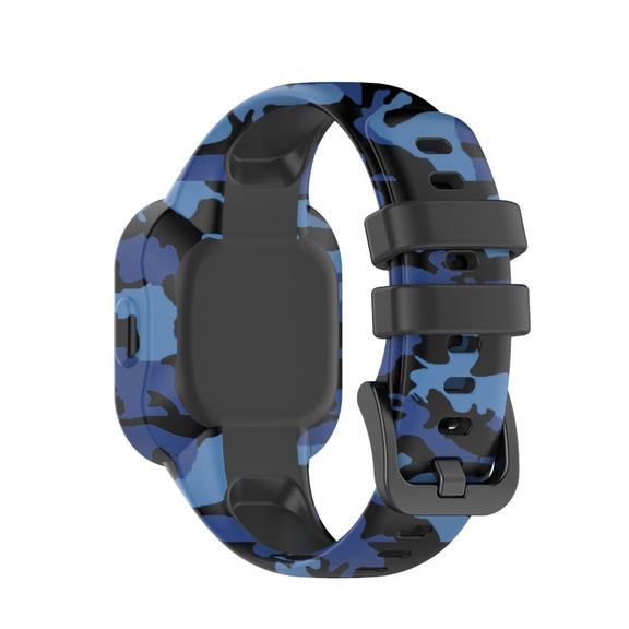 Compatible with Garmin Vivofit JR3 Silicone Printing Watch Band(Camouflage Blue)