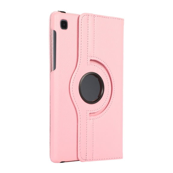 For Samsung Galaxy A7 Lite T220 360 Degree Rotation Litchi Texture Flip Leather Case with Holder(Pink)