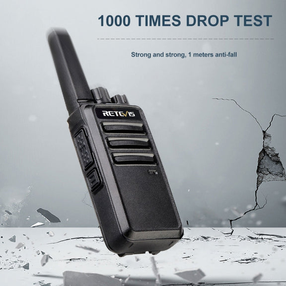 1 Pair RETEVIS RT68 2W 16CHS FRS Two Way Radio Handheld Walkie Talkie, US Plug(Black)