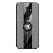For OPPO Reno 2 XINLI Stitching Cloth Textue Shockproof TPU Protective Case with Ring Holder(Grey)