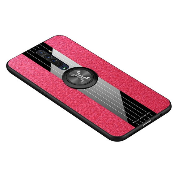 For OPPO Reno 2 XINLI Stitching Cloth Textue Shockproof TPU Protective Case with Ring Holder(Red)