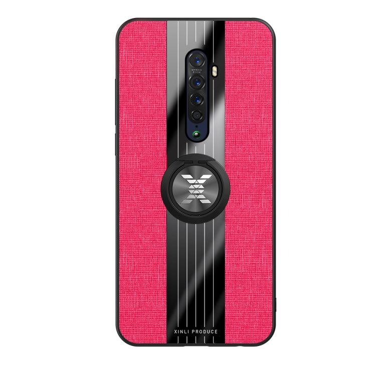 For OPPO Reno 2 XINLI Stitching Cloth Textue Shockproof TPU Protective Case with Ring Holder(Red)