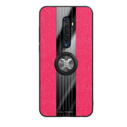 For OPPO Reno 2 XINLI Stitching Cloth Textue Shockproof TPU Protective Case with Ring Holder(Red)