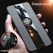 For OPPO Reno 2 XINLI Stitching Cloth Textue Shockproof TPU Protective Case with Ring Holder(Red)