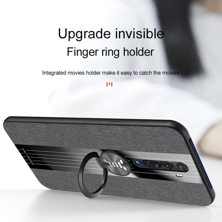 For OPPO Reno 2 XINLI Stitching Cloth Textue Shockproof TPU Protective Case with Ring Holder(Red)