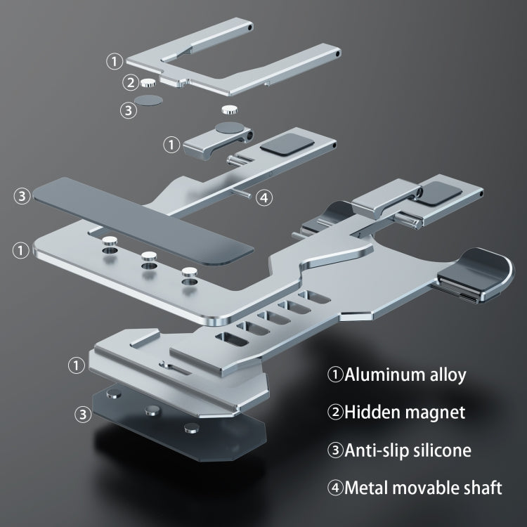 R-JUST HZ06 Universal Foldable Magnetic Flakes Aluminum Alloy Mobile Phones / Tablets Holder(Grey)