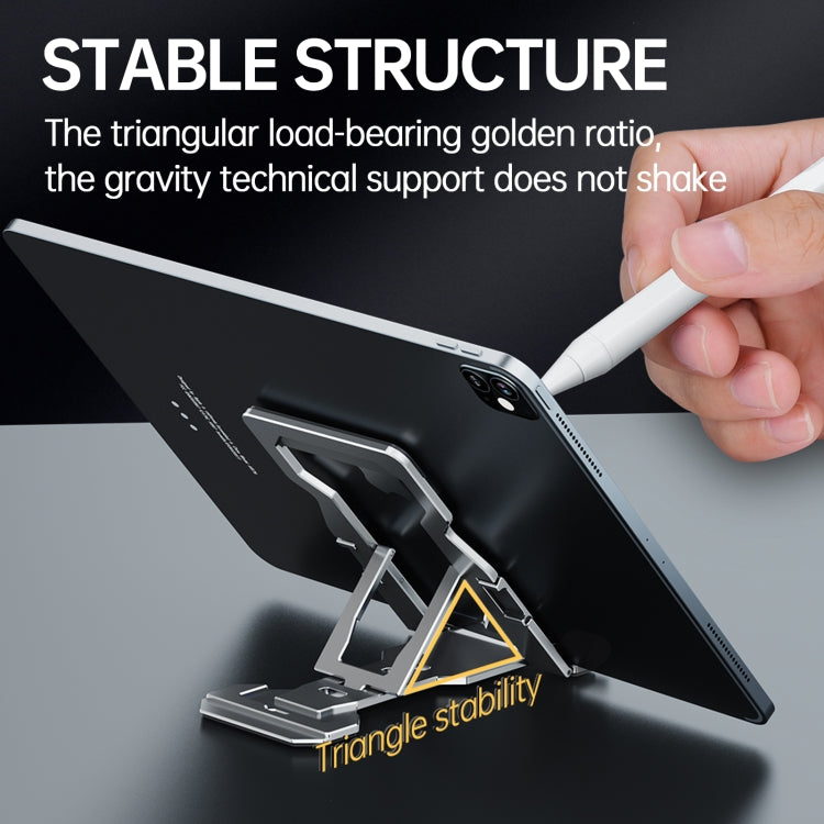 R-JUST HZ06 Universal Foldable Magnetic Flakes Aluminum Alloy Mobile Phones / Tablets Holder(Grey)