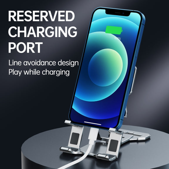 R-JUST HZ06 Universal Foldable Magnetic Flakes Aluminum Alloy Mobile Phones / Tablets Holder(Grey)