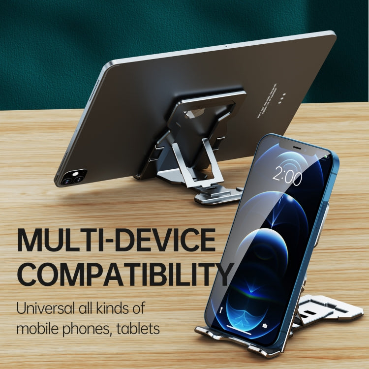 R-JUST HZ06 Universal Foldable Magnetic Flakes Aluminum Alloy Mobile Phones / Tablets Holder(Grey)