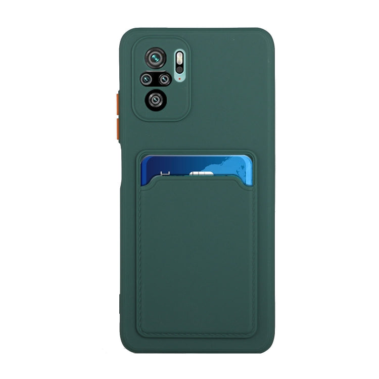 For Xiaomi Redmi Note 10 Pro Card Slot Design Shockproof TPU Protective Case(Dark Green)