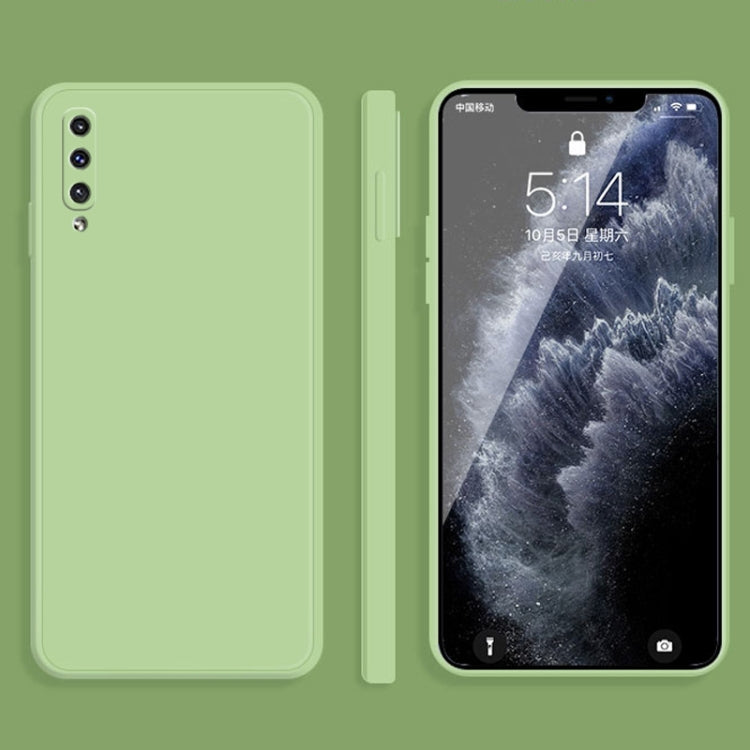 For Samsung Galaxy A50 Solid Color Imitation Liquid Silicone Straight Edge Dropproof Full Coverage Protective Case(Matcha Green)