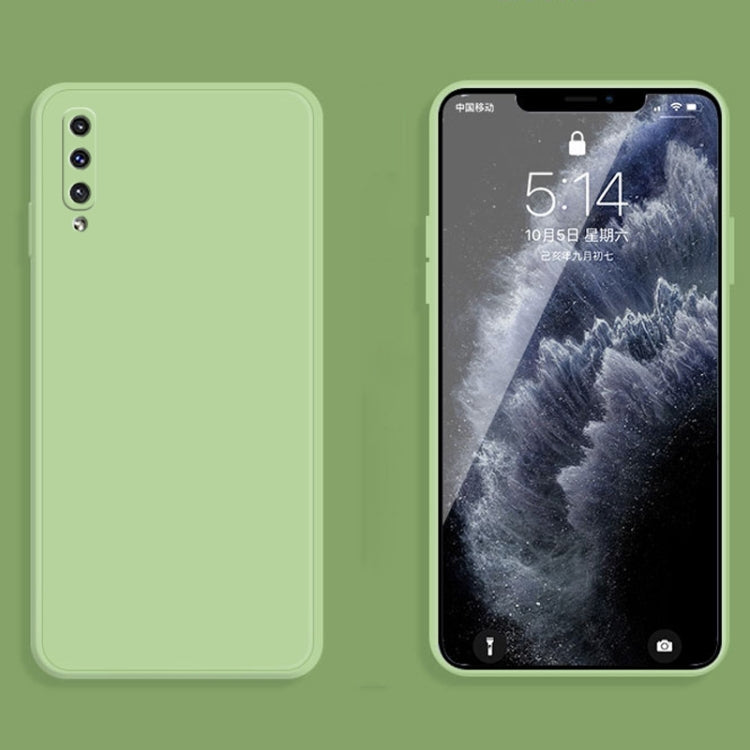 For Samsung Galaxy A50 Solid Color Imitation Liquid Silicone Straight Edge Dropproof Full Coverage Protective Case(Matcha Green)